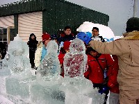 出来上がった氷像を飾ってみました